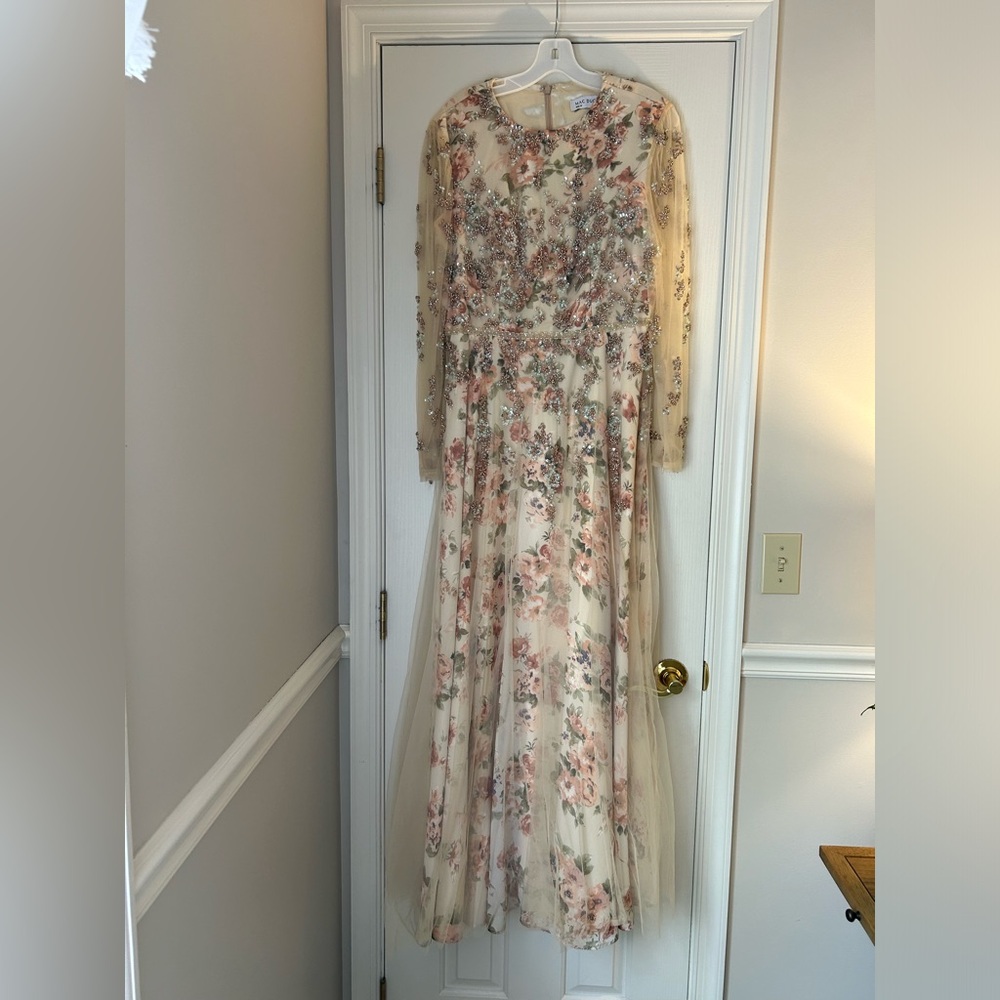 Mac Duggal 11219 Nude Floral Gown